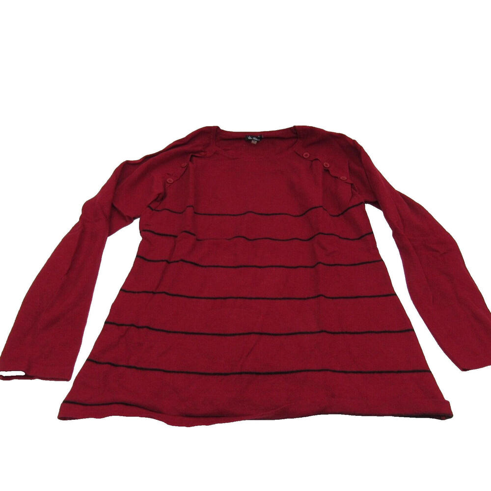 Vila Milano‎ Women's Long Sleeve Top Shirt Red / Black Stripes Size  M